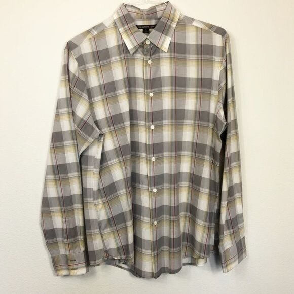 John Varvatos Modern Plaid Button-Down Shirt Cotton Long Sleeve Classic Size M - Picture 2 of 9